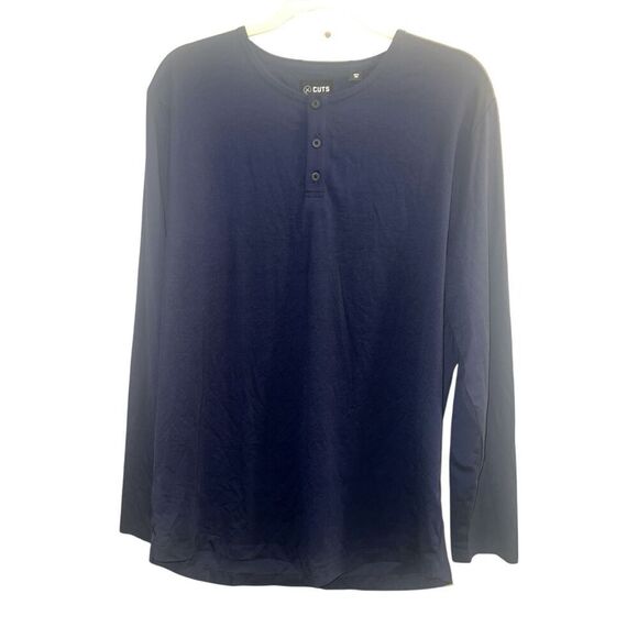 ✨Cuts AO Long Sleeve Navy Sz XL Henley Curve-Hem✨ - Picture 7 of 11